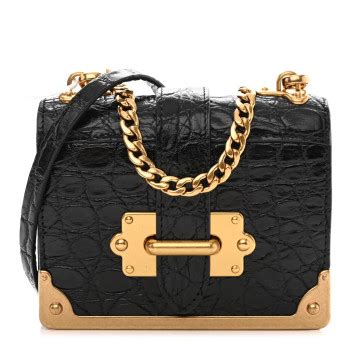 prada micro cahier bag black|PRADA Crocodile Micro Cahier Bag Black .